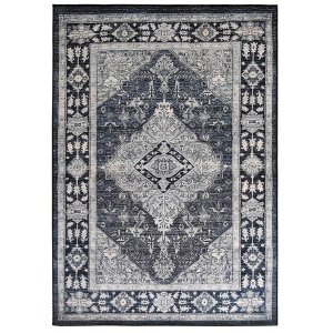 Urban Thread Aurora Style Area Rug Vintage-Inspired Medallion Charcoal Grey