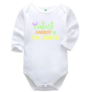 Cutest Carrot In The Patch Easter Baby Vest Bodysuit Onesie Long Sleeve