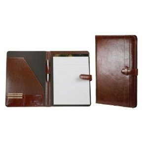 Adpel A4 Vitello Leather Folder with Tab closure - Brown