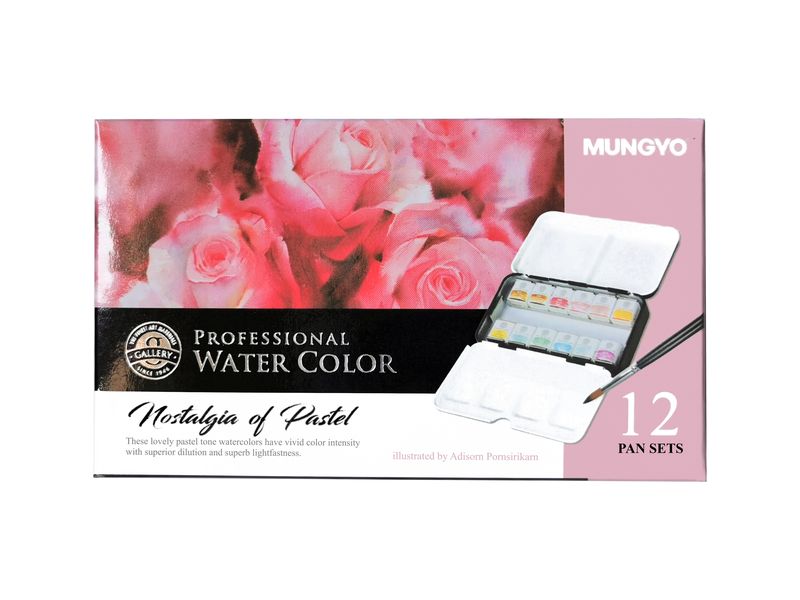 Mungyo Professional Watercolour Half Pan Nostalgia of Pastel Set of 12