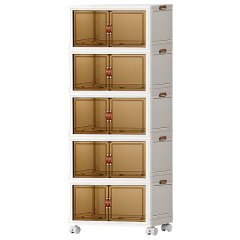 Chenshia 5-Tier Foldable Closet Organizer and Stacking Storage with Wheels