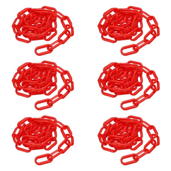 Tool DIY Safety Plastic Chain Barrier Set of 6 - 6mm x 1m