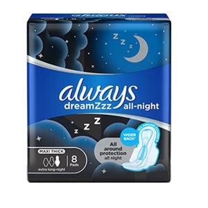 Always Dream Zzz All Night Sanitary Pad Maxi-Thick (4 packets x 8 pads)