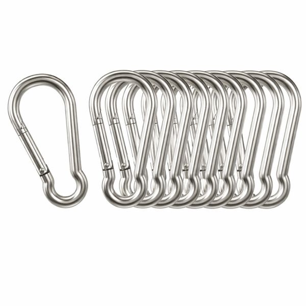 QYNIAL Stainless Steel Carabiner Clips 10 Pack 4cm Heavy Duty Hooks