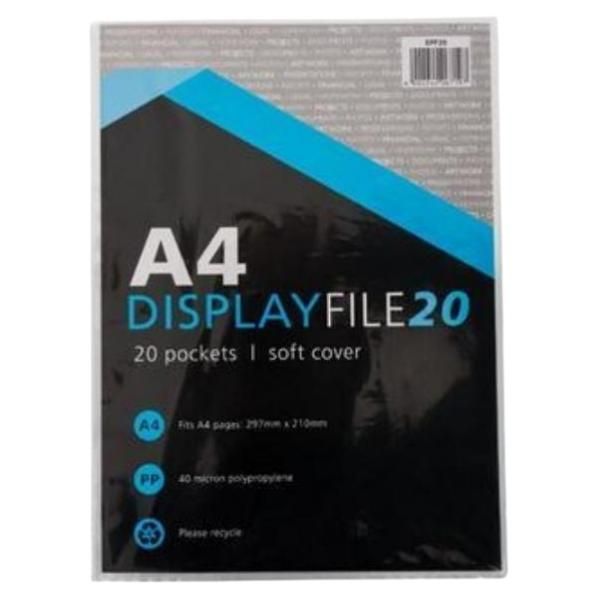 Source Direct - A4 Pocket File / Soft Cover Display File - 20 Pockets
