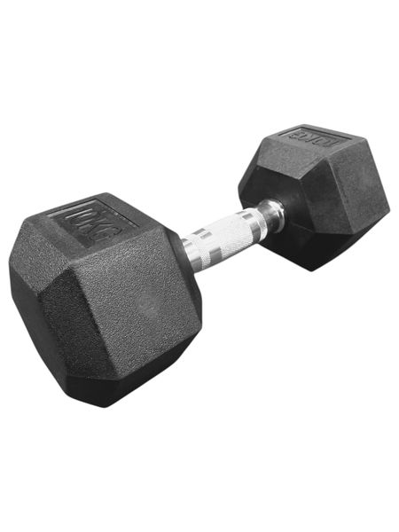 i-Fitness Single 10kg Rubber Hexagon Dumbbell