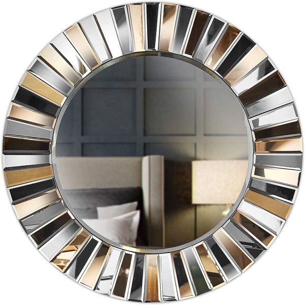 Electra Luxury Wall Round 3D Mirror Glass Effect Silver - SHI6-04M