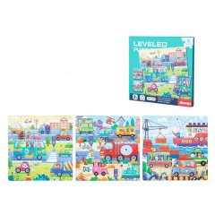 Children's Traffic Scene Puzzle Set For Ages 3-7 - Multicolor