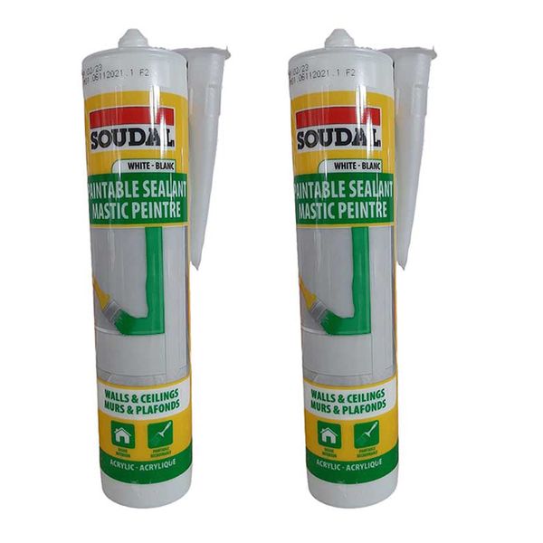 SOUDAL Acrylic Sealant Paintable White 270ml ( 2 Pack )