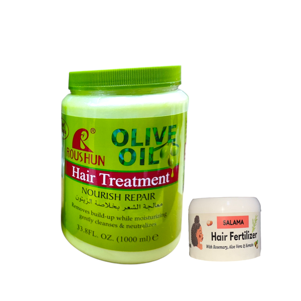 Roushun - Olive Oil Hair treatment 1000 ml and Hair fertilizer Combo