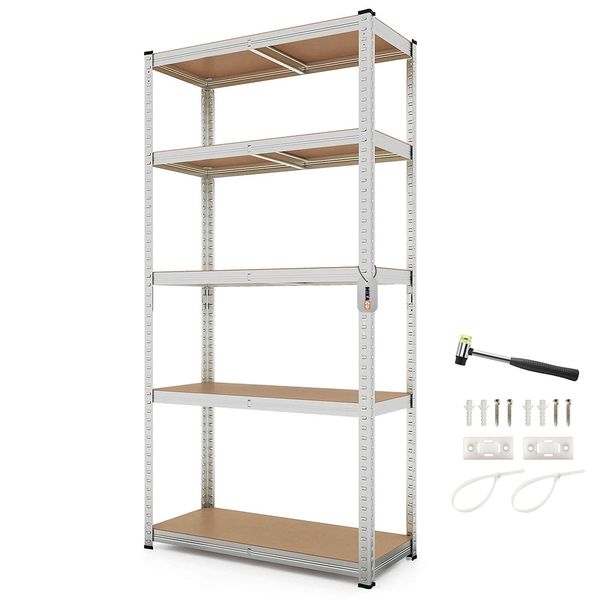 MIkaco 5-Tier Heavy-Duty Steel Storage Rack Adjustable Shelf Organiser