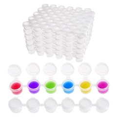 50 Strips Paint Pots Strips,300 Pots 2Ml/0.07 Oz Empty Paint Cup Pots with