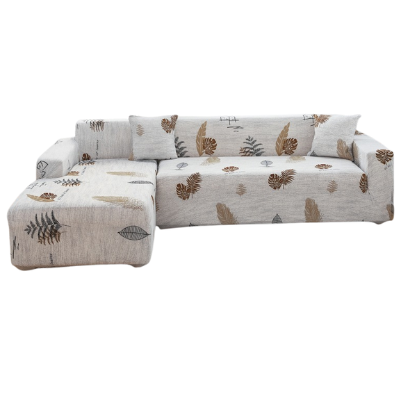 L Shape Stylish and Decorative Elastic Sofa/Couch Covers - Leaves