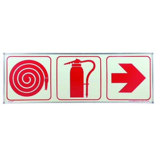 Tower Photoluminescent Fire Extinguisher, Hose &amp; Arrow Sign 190 x 570mm