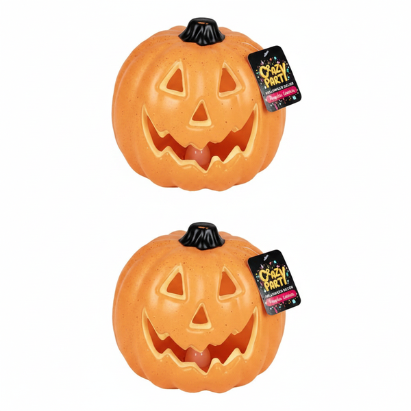 Crazy Party Halloween Pumpkin Decoration 17x20 cm Light Up - 2 Pack