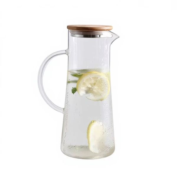 1.8L Borosilicate Glass Jug Pitcher Tea with Bamboo Lid
