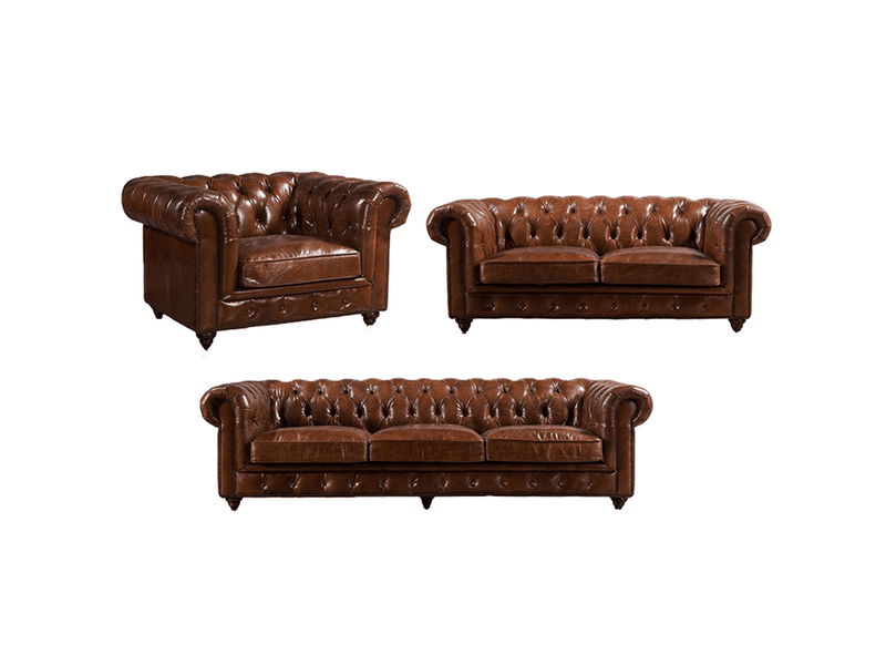 Chesterfield Leather 6 Seater Sofa