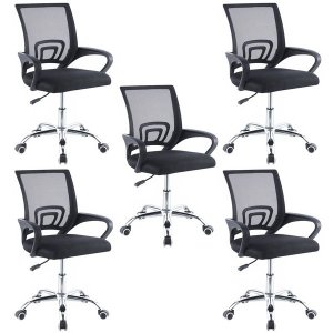 5 Pack Office Chairs Ergonomic Mesh Mid Back Computer Armchairs