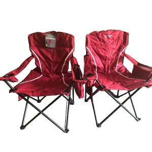 African Adventure - Cooler Arm Chair Maroon - 2 Camp Chairs