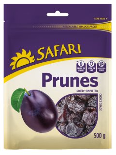 Safari Dried Unpitted Prunes 500g