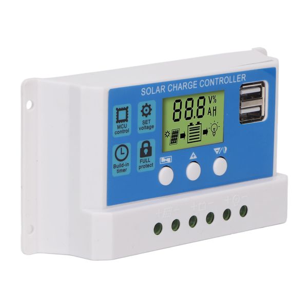 Intelligent PWM Solar Regulator 30A 12V 24V with 2 USB Ports