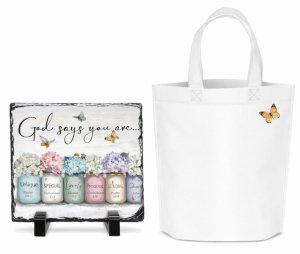 Religious - God Says You Are Unique Printed Rock Slate &amp; Bag Combo