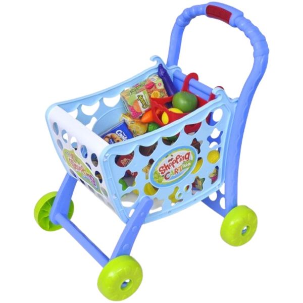 Kids Shopping Cart Trolley Basket Toy Set