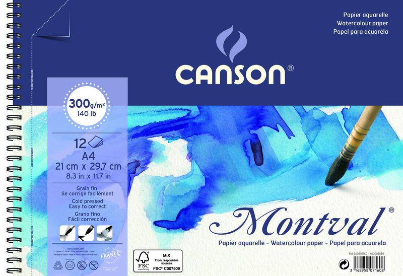 Canson Montval Spiral Pad 12S A4 300G
