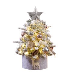 45CM Lighted Mixed Flocked Mini Christmas Tree