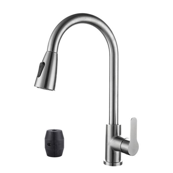 Kitchen Faucet Pull Down Sprayer Stainless Steel Dual Outlet