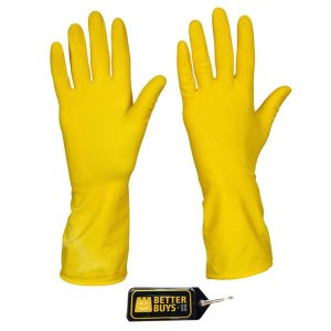 Rubber Household Cleaning Gloves - Set - Yellow &amp; Gel Key Holder