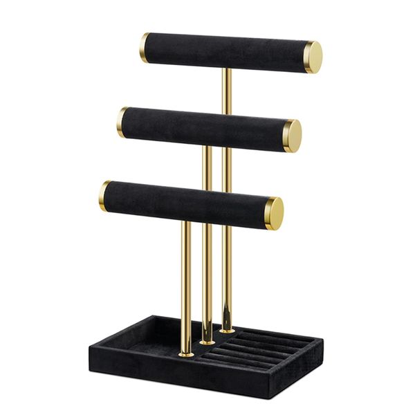 3-Tier Jewelry Rack Bracelet Holder Display Necklace Watches Rings T-Bar