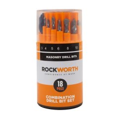 Rockworth Drill Bit 18 Piece Set Metal Wood Masonry