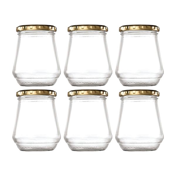 Consol Conical Jar with Gold Lid 6 Pack, 375ml