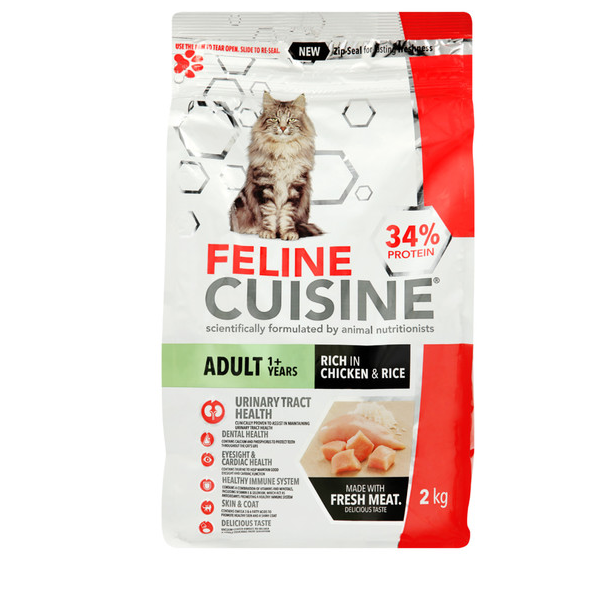 Feline Cuisine Cat Food Adult 1+ Years Rich In Chicken &amp; Rice (2kg)