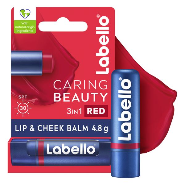 Labello Caring Beauty Lip &amp; Cheek Balm Red, 4.8g, 24h Moisture &amp; SPF30