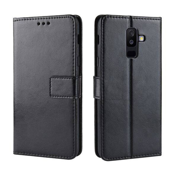 Leather Cover compatible for Samsung Galaxy A6 Plus Shockproof Retro Case