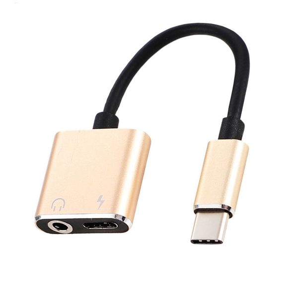 USB to 3.5mm Audio Headphone jack adapter AUX charge cable 2 in 1 Type C