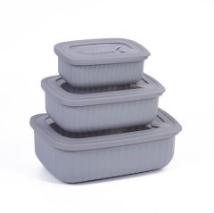 Anv Grey3-Piece Stackable Airtight Food Storage Container Lunch Box