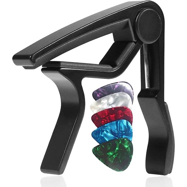 Guitar Capo, professionell aus Zinklegierung, mit Silikonmatte, Schwarz