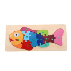 12-Piece Educational Wooden Jigsaw Fish Puzzle FF47-72-2