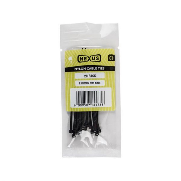 Bulk Pack 10 x Nexus Cable Ties 2.5x100mm T18r 20pk Clear