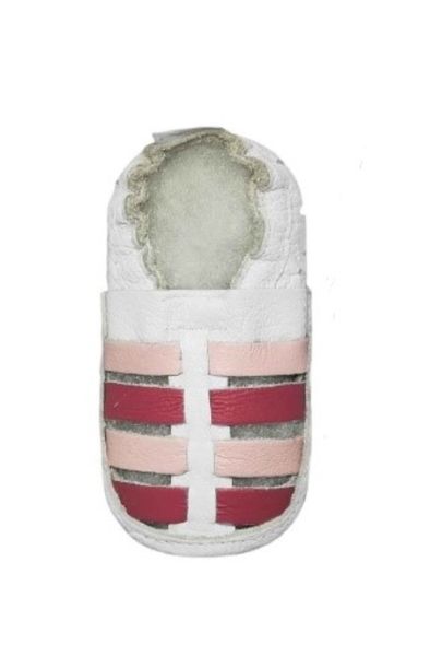 Pitta-Patta Girls White &amp; Pink Soft Genuine Leather Baby Shoes