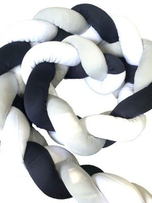 Braided Cot Bumper - 2m Multi Navy (Navy, White &amp; Grey)