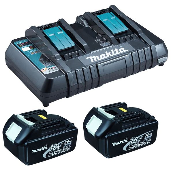 Makita - Rapid Optimum Dual Port Charger (18V ) with 2 x 3.0Ah Batteries