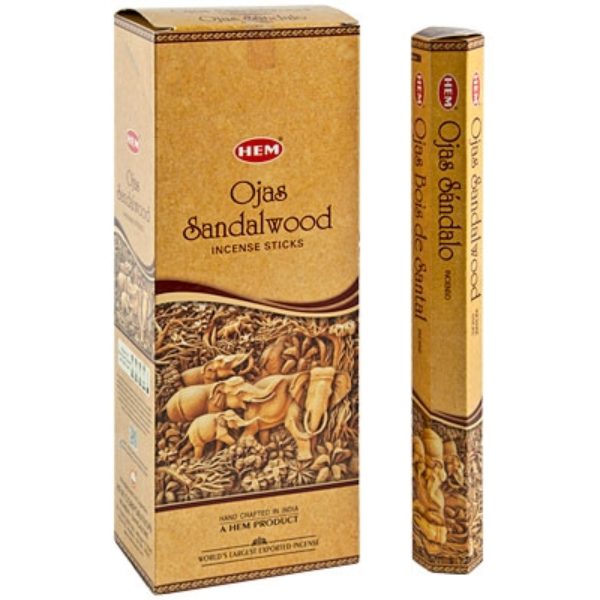 HEM Ojas Sandalwood Incense Sticks (6 Packs of 20 Sticks Each)