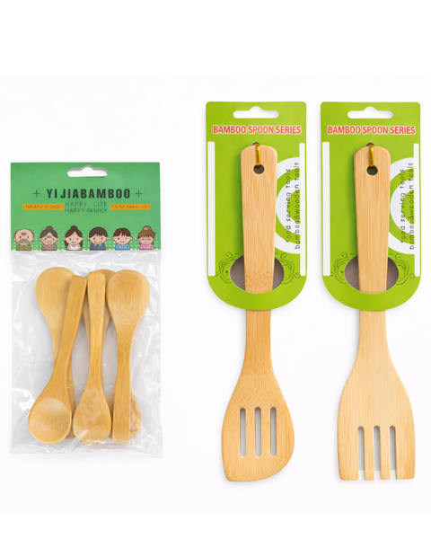 Bamboo Cooking Utensil Set - Slotted Spatulas &amp; Wooden Spoons