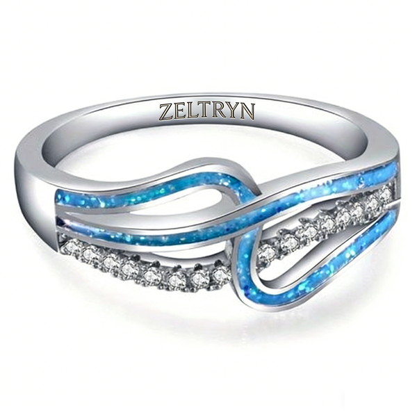 Zeltryn Women Blue-Silver Copper Bands Ring