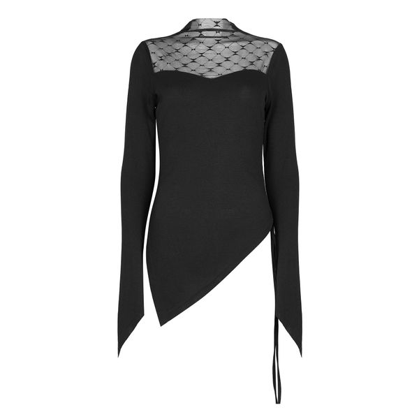 PUNK RAVE Gothic Gauze Spliced Pointed Hem Shirt