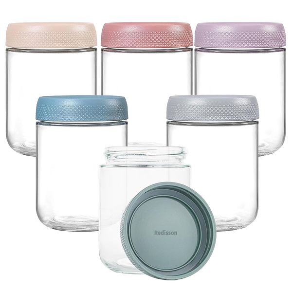 6Pcs 16oz Glass Mason Jars with Airtight Lids Food Storage Containers